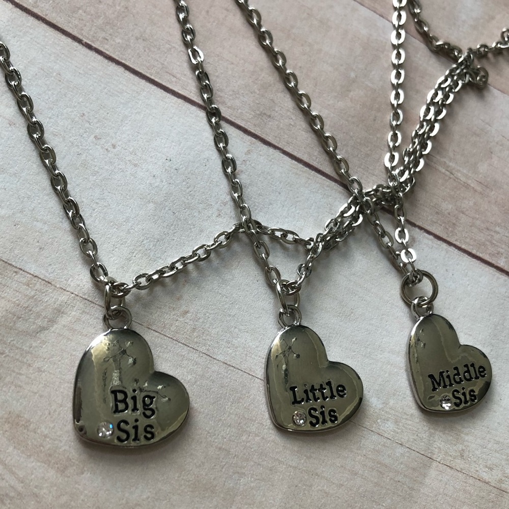 Handmade set of three sisters charm necklaces
